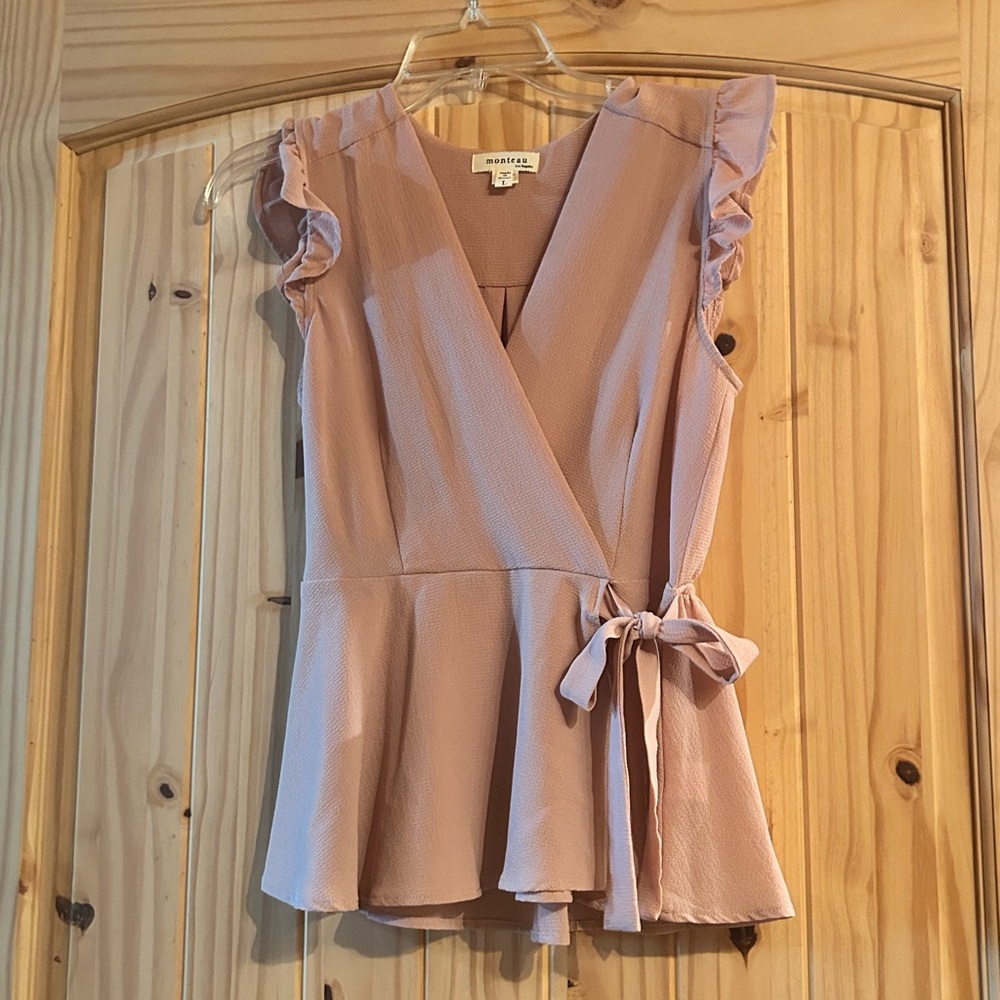 Maeve Mauve Ruffle Wrap Blouse